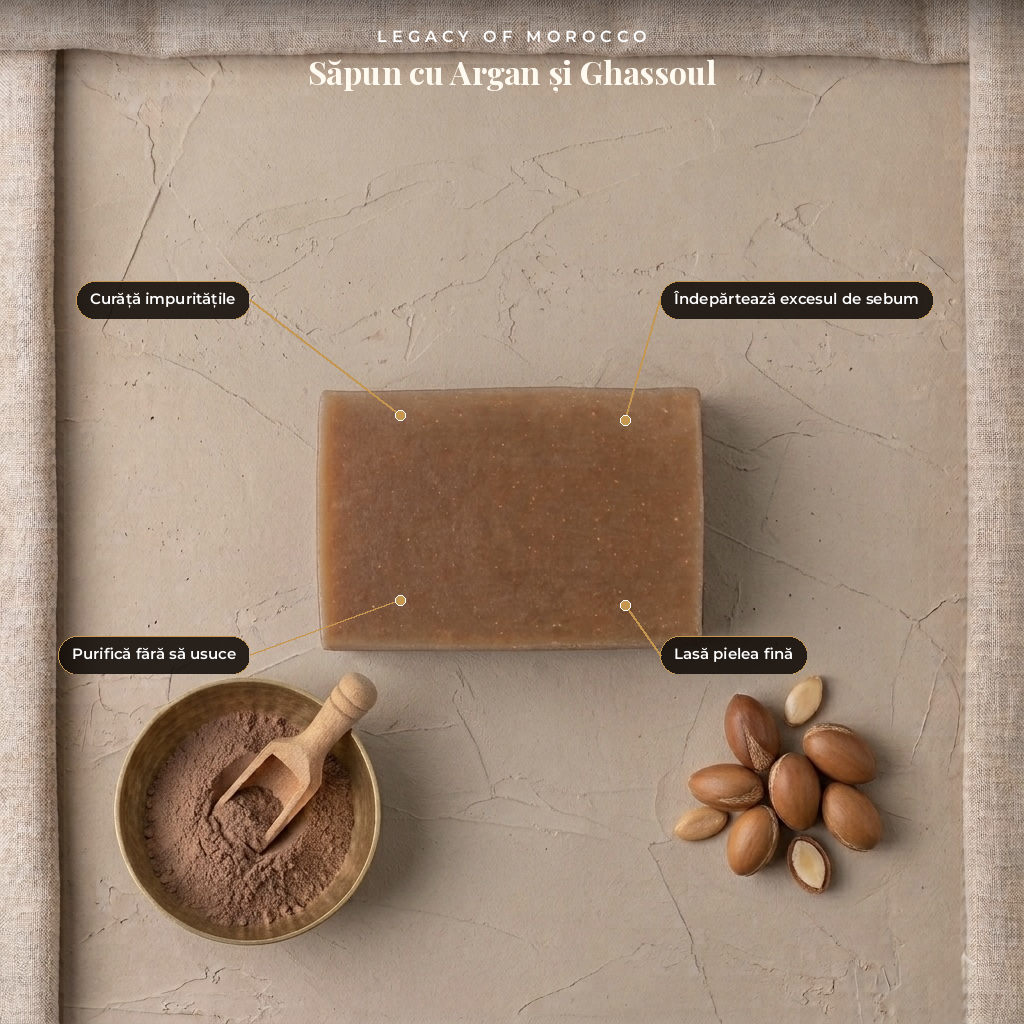 Natural argan soap with Ghassoul Clay 100g
